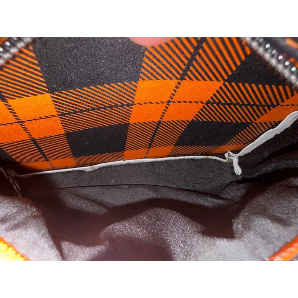 Disney Loungefly Halloween Mickey Mouse Ghost Pumpkin Buffalo Plaid Mini Bag